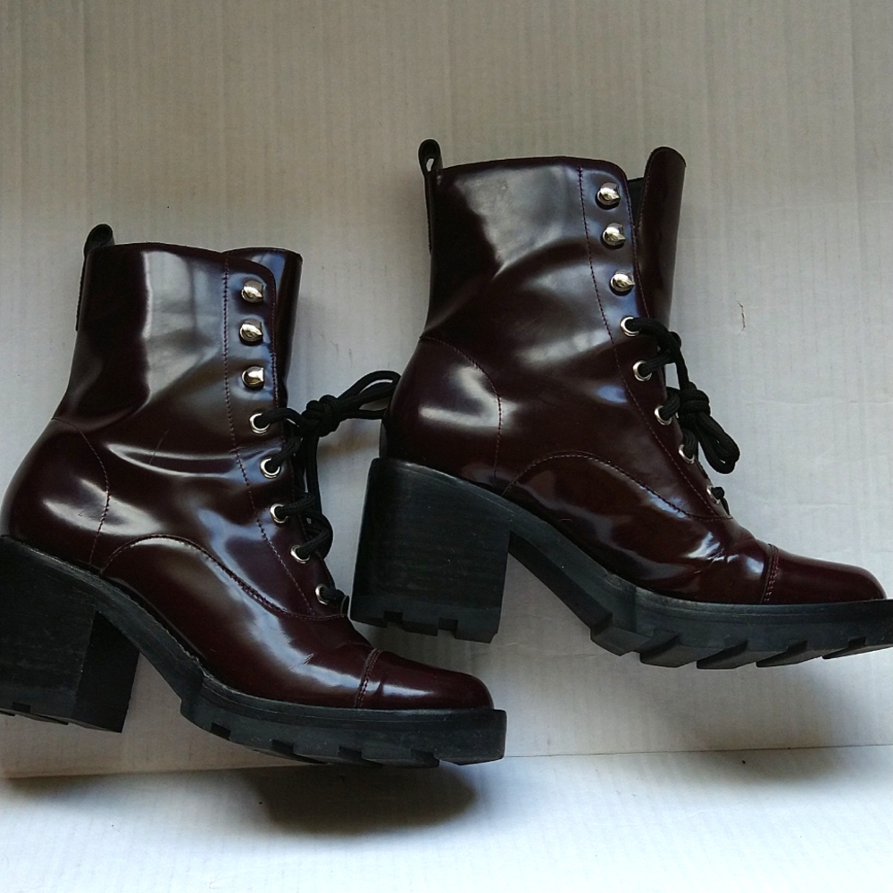 Marc Fisher Burgundy Combat Boots
